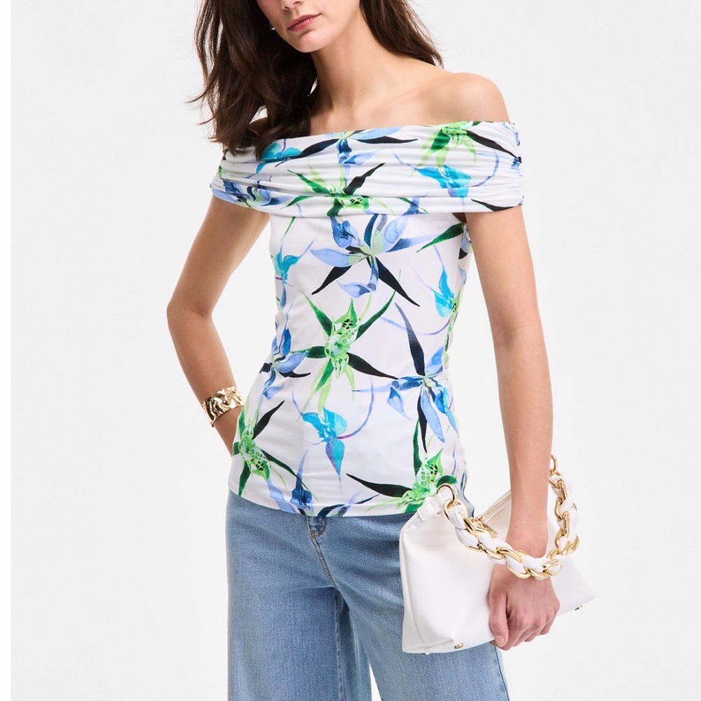 I.N.C. Women's Printed Off-The-Shoulder Top